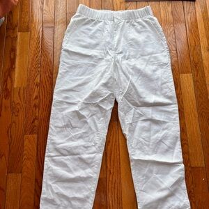 GAP Women's White Linen Straight Leg Pants